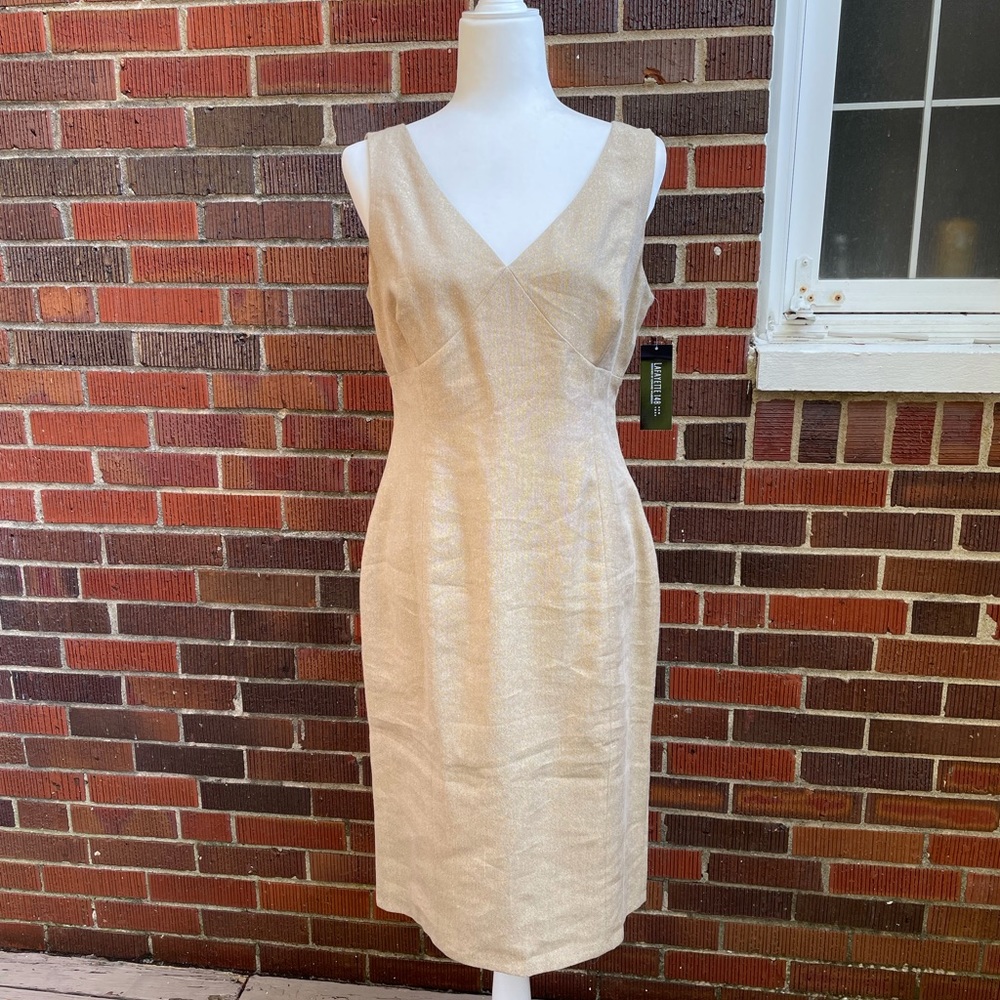 Lafayette 148 Tan Metallic Sleeveless dress
